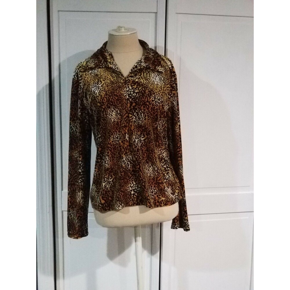HARLOW Cheetah Print  LONG SLEEVE TOP Mob Wives Glam SIZE M